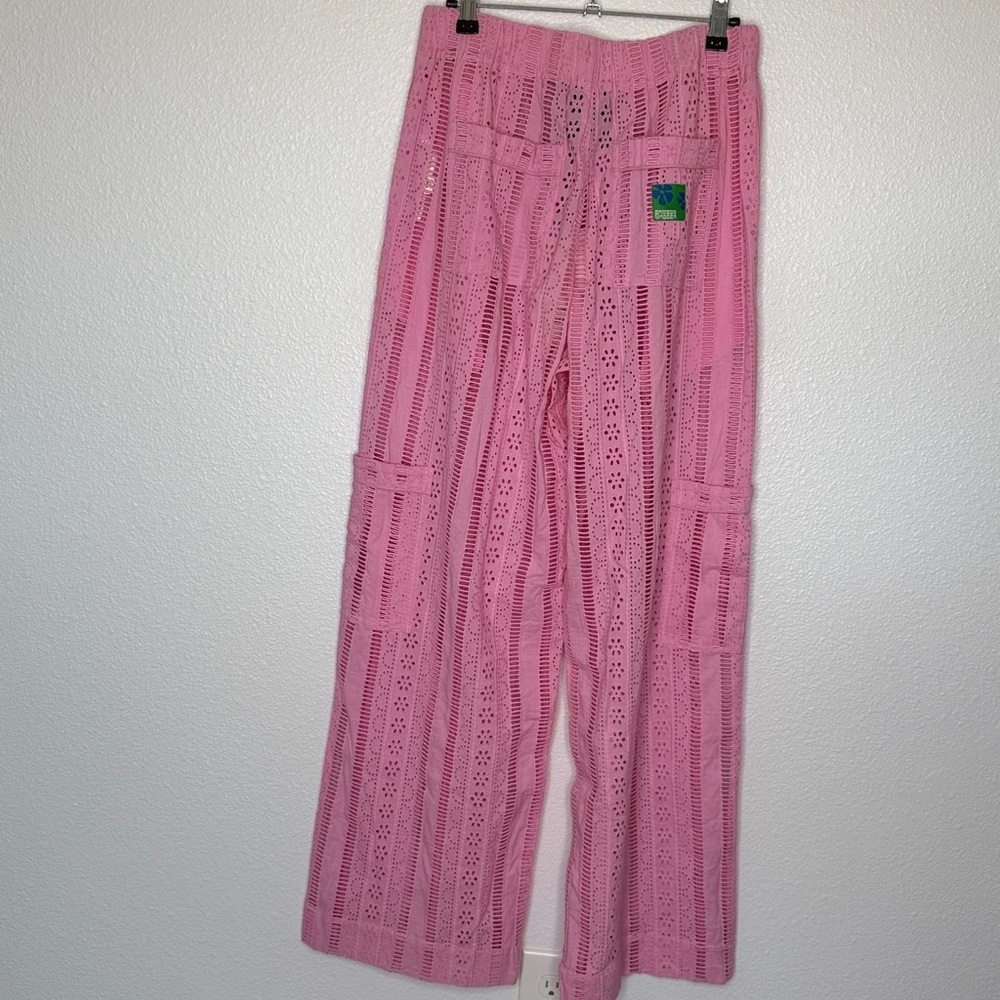 Damson Madder Alys Vacation Pant Pink Eyelet Organic Cotton 10 Medium NWT - Picture 9 of 9